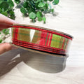 Taffeta Ribbon 1"x10yds Michigan Ave plaid, red/green