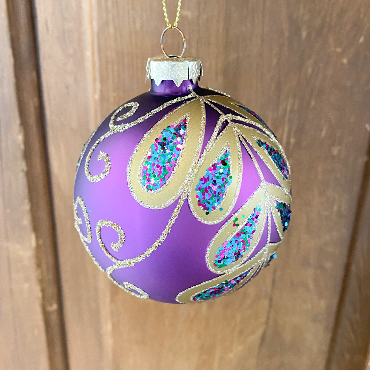 Ornament Peacock Gems & Gold Accent Ball (3 Colors)