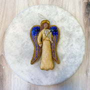 Angel Ornament, 4 Asst, Fabric/Beads, 6"