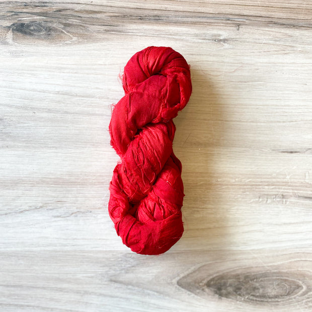 70-75 Yard Recycled Silk Ribbon, Red