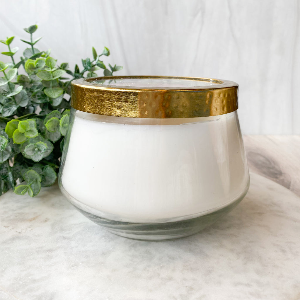 Little Flower Blushing Rosewood Pressed Floral Candle-Large