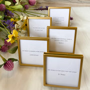 3" Square Metal and Glass Frame with Easel and Saying - Gold