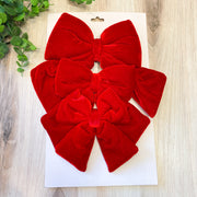 5"-7" Velvet Bow With Clip (3 ea/set) Red