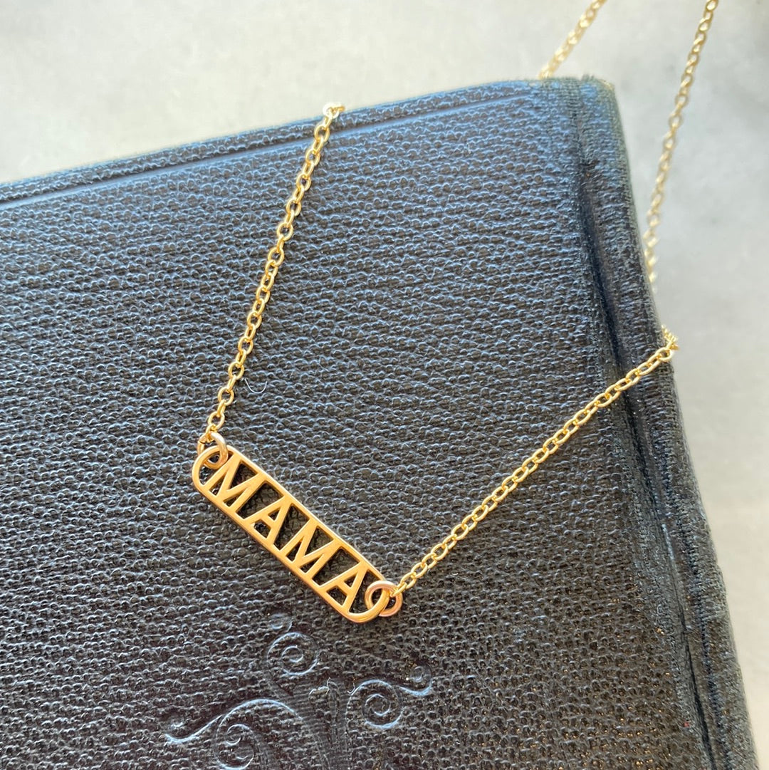 Mama Pendant Necklace - Bronze - 18" Gold Filled Chain