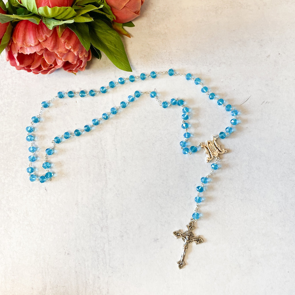 Turquoise Gem Beads Handmade Rosaries by Camille Brown (Gold and Silver)