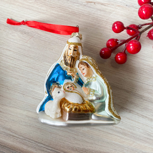 Blown Glass Holy Family Ornament