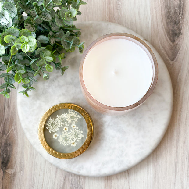 Rose & Oud Watercolor Pressed Candle-Tall
