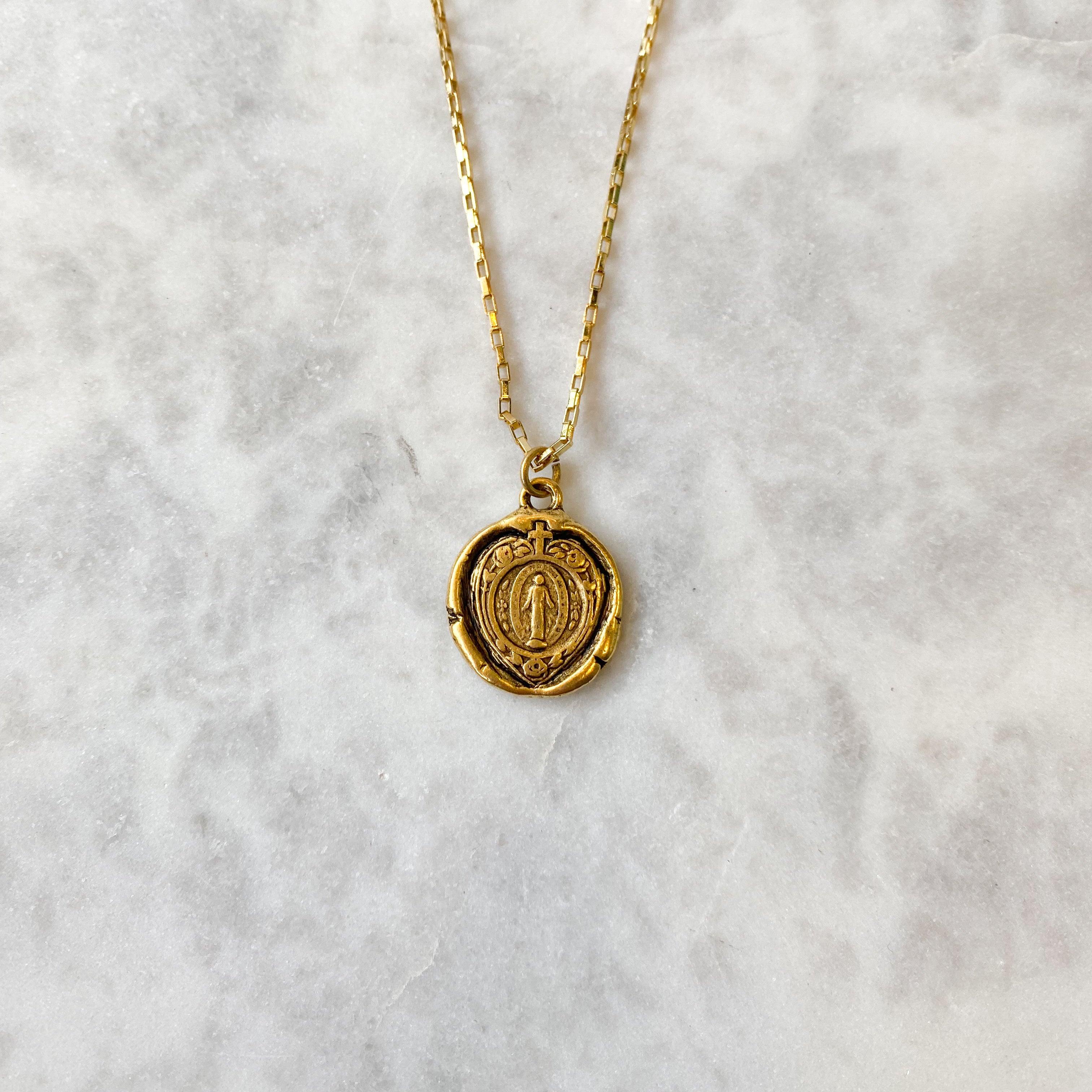 Sacred Heart Stamp Pendant Necklace