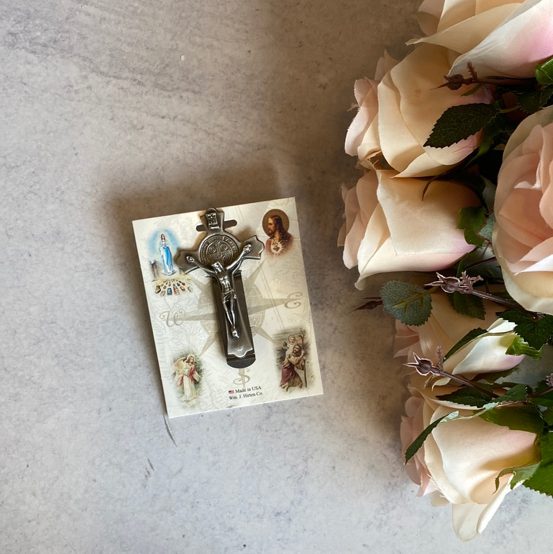 St. Benedict Crucifix Auto Visor Clip