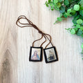 1 3/4" x 2" Sacred Heart and Our Lady of Mt. Carmel Genuine Brown Wool Scapular