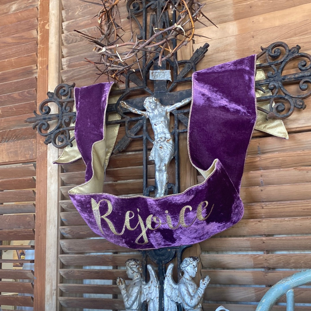 Lent Velvet Rejoice Banner - Purple