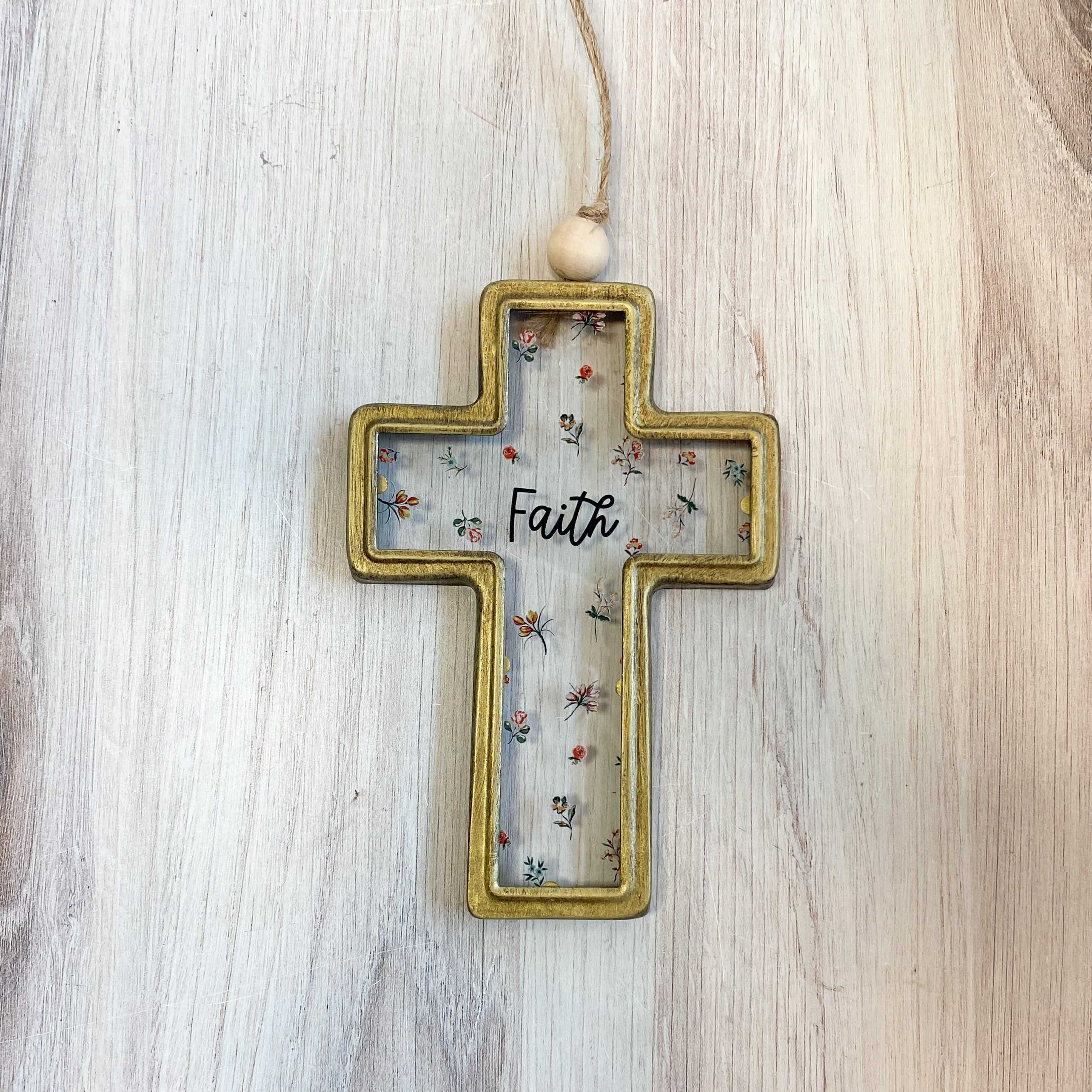 Floral Cross Ornament - Love / Hope / Faith