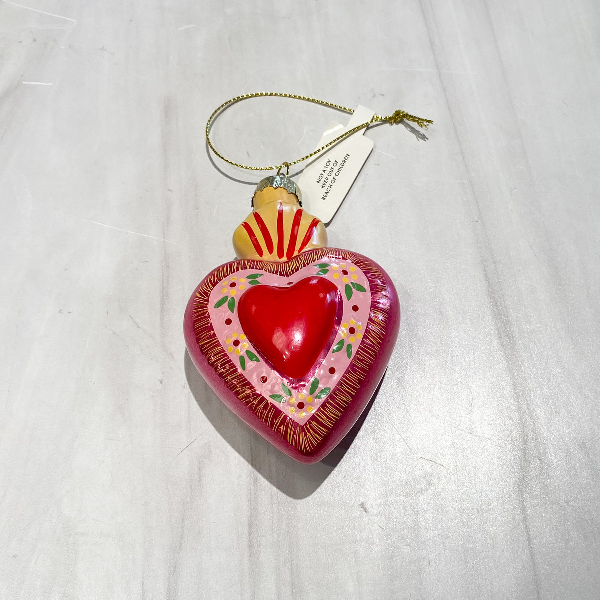 Glass Sacred Heart Ornament (3 colors)