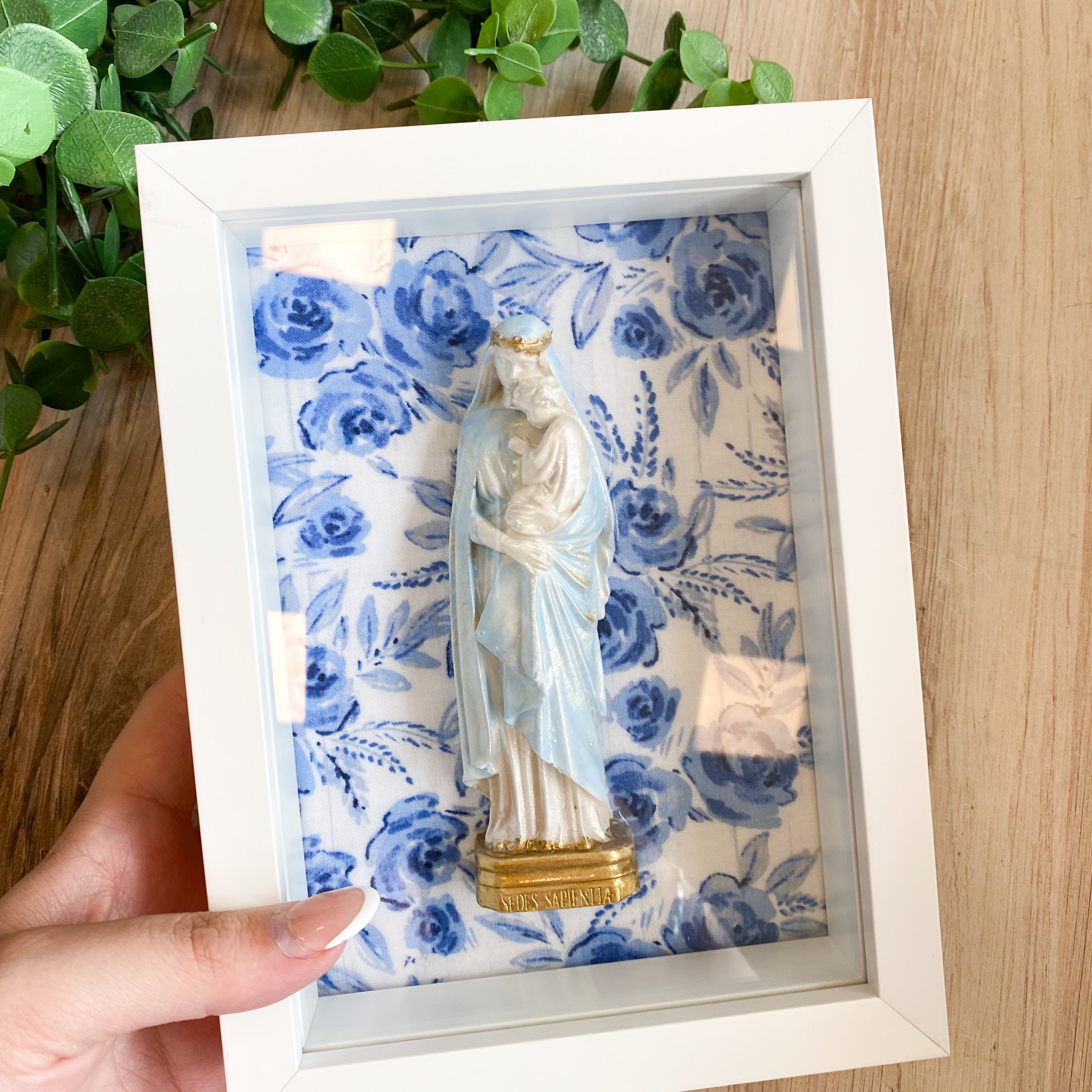 Mary Mother of God in White Frame 5x7