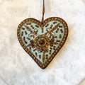 Embroidered hanging green heart