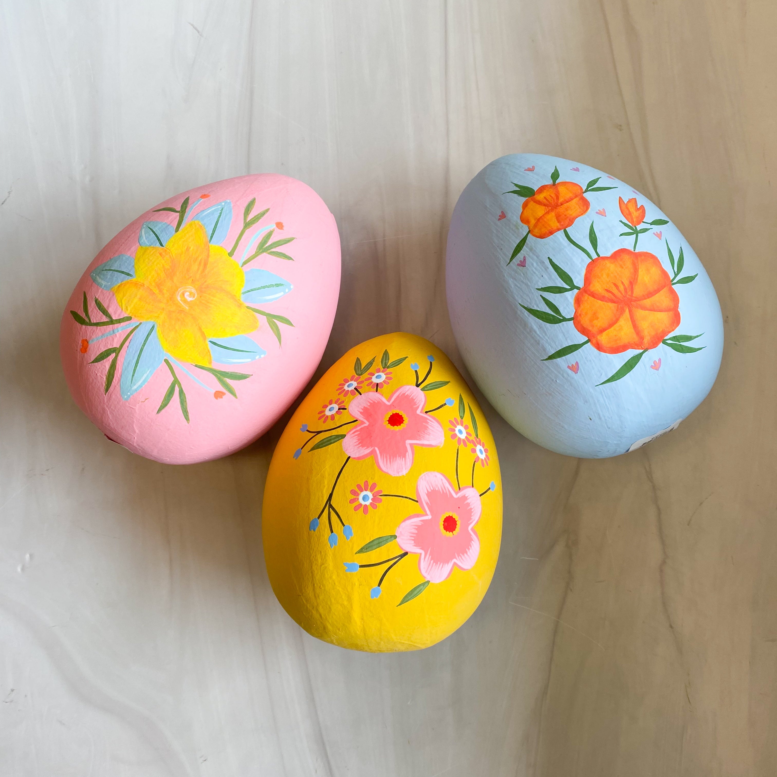 Papermache Floral Easter Eggs