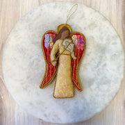 Angel Ornament, 4 Asst, Fabric/Beads, 6"