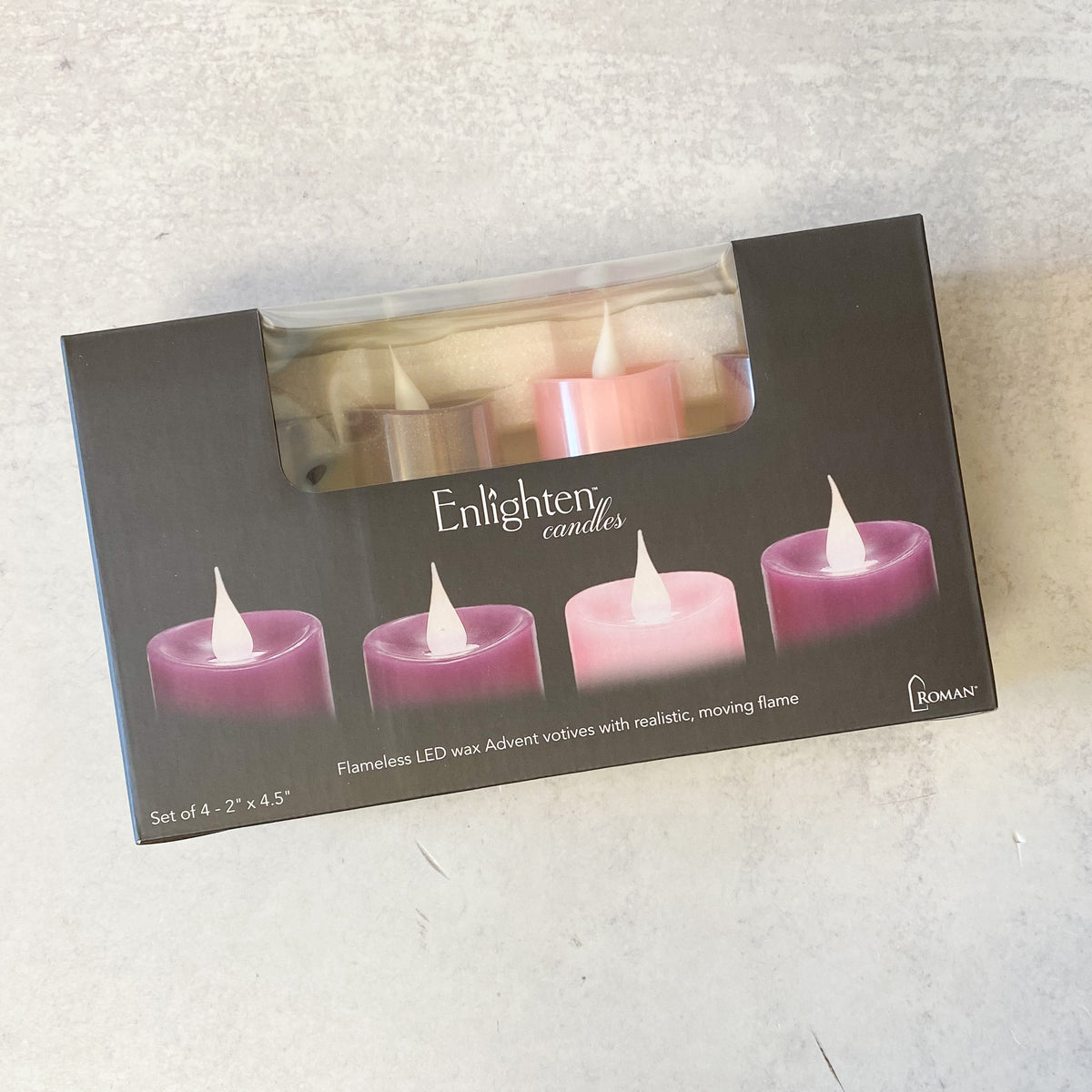 4.5"H x 2"D 4PC Set Flameless LED wax Advent Votives