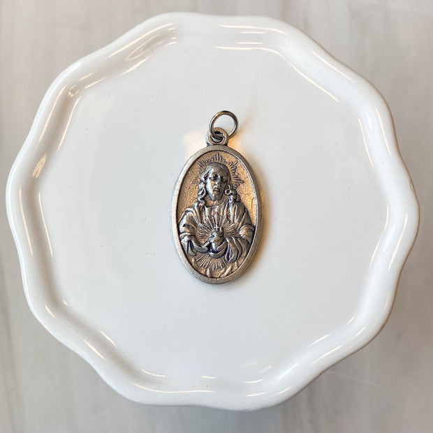 1 3/8" Scapular Medal in Antiqued Silver Finish