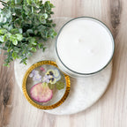 Little Flower Blushing Rosewood Pressed Floral Candle-Large