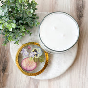 Blushing Rosewood Pressed Floral Candle-Large