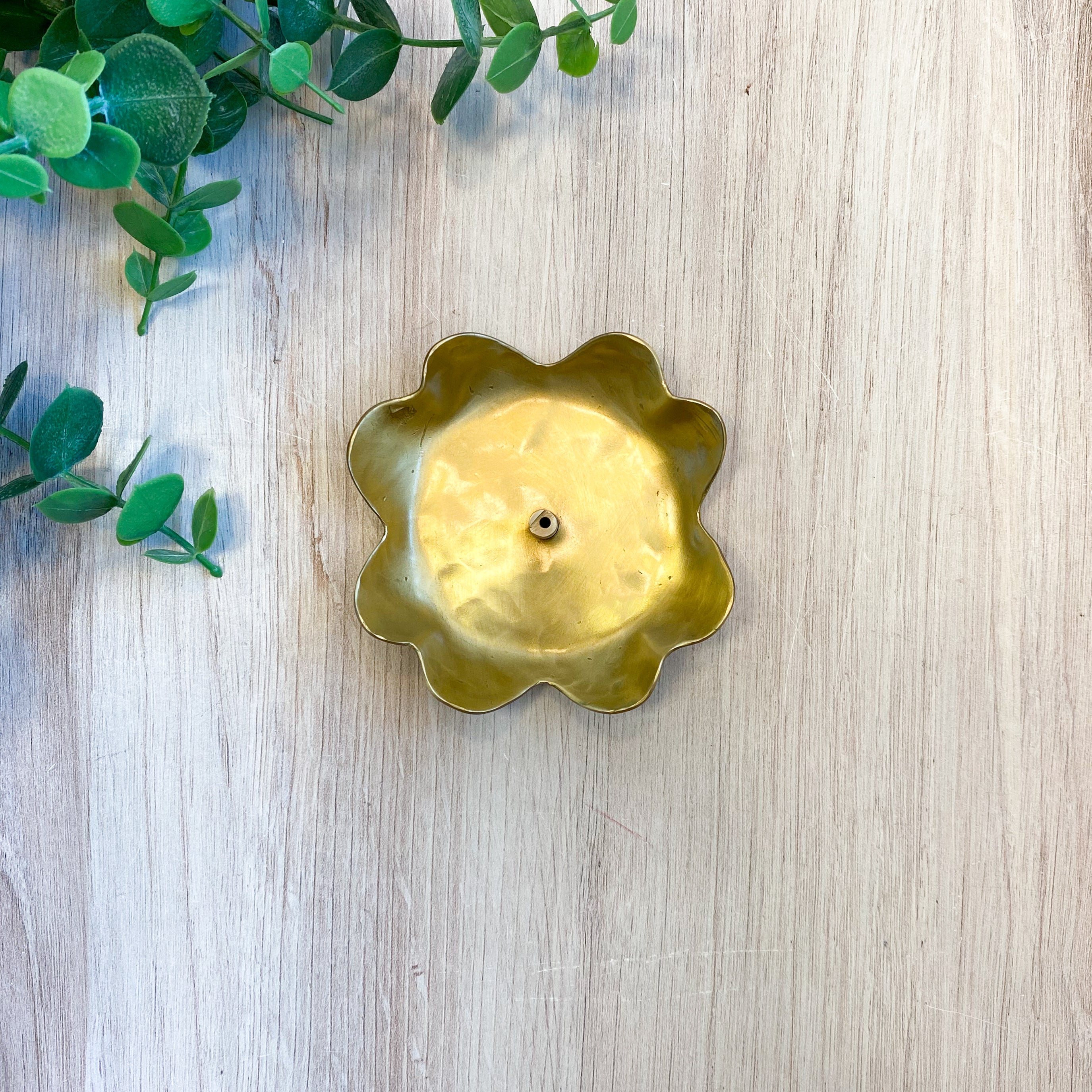 Brass Flower Shaped Incense Holder, Matte Finish