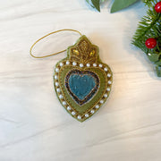 Beaded Velvet Milagros Sacred Heart Ornament, 4 styles