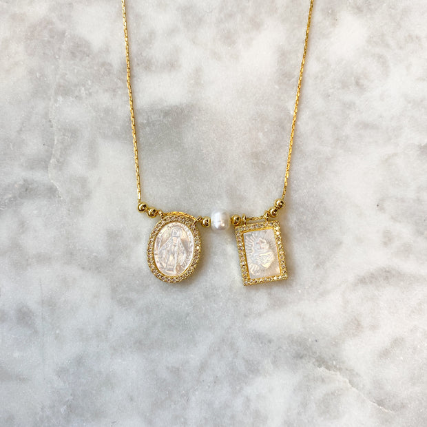 Mother of Pearl Sacred Scapula - Rectangle Pendant