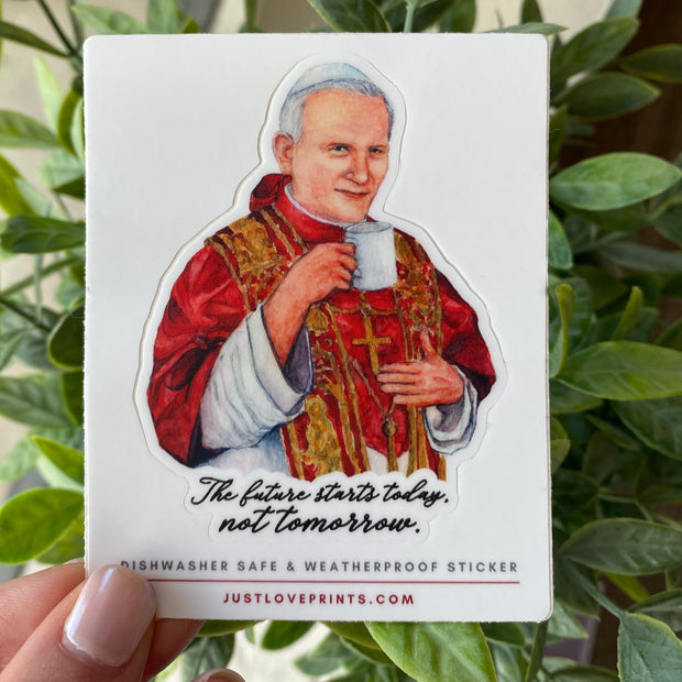 St. John Paul II "Sipping with the Saints" Vinyl Sticker