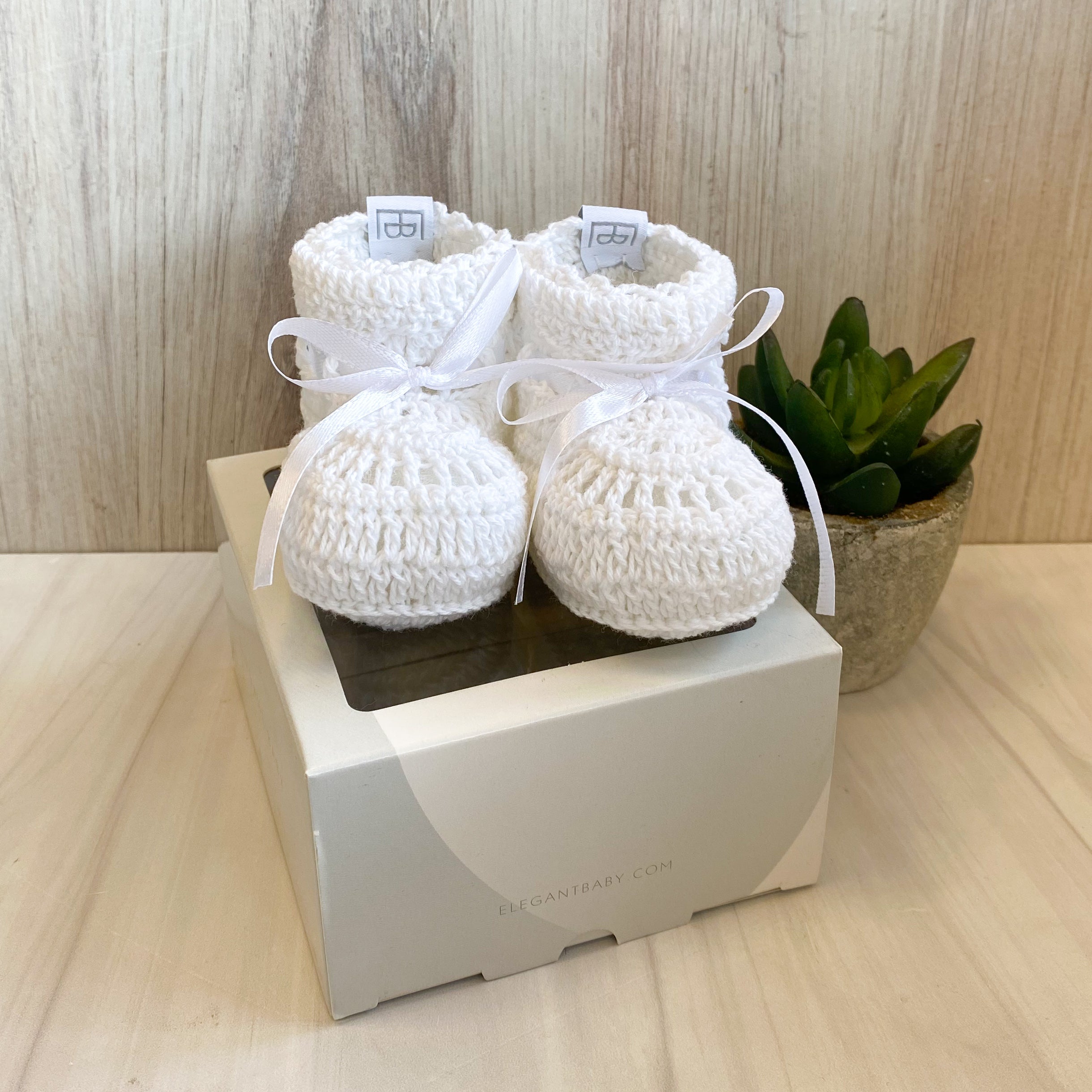 White Crochet Bootie