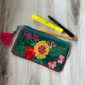 Green Floral Mini Pencil Pouch