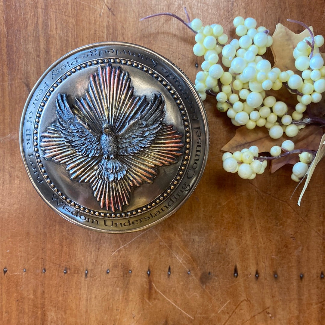 Holy Spirit Box in Cold Cast Bronze 4" dia