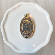 1.75" St. Benedict Medal in Antiqued Silver Finish