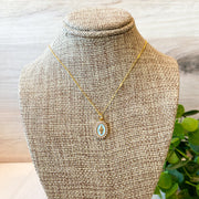 Our Lady of Lourdes Necklace Aqua