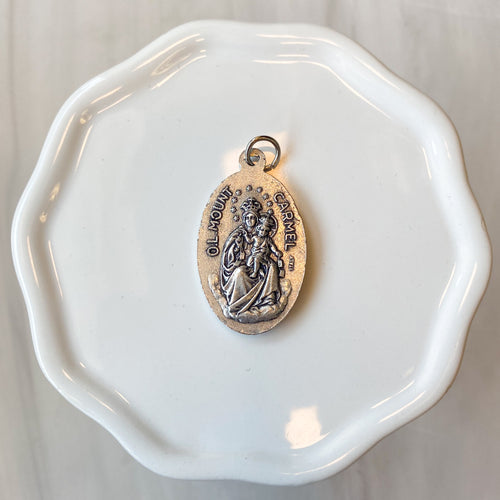 1 3/8" Scapular Medal in Antiqued Silver Finish