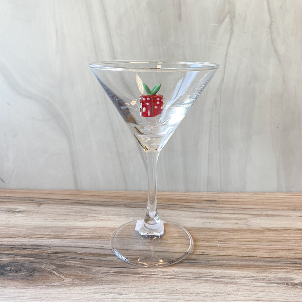 4"Rd x6-1/4"H Martini Glass Holiday Icon Inside, 8 Styles