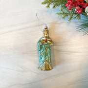 6"H Hand-Painted Glass Mary Ornament w/ Glitter, Multi Color