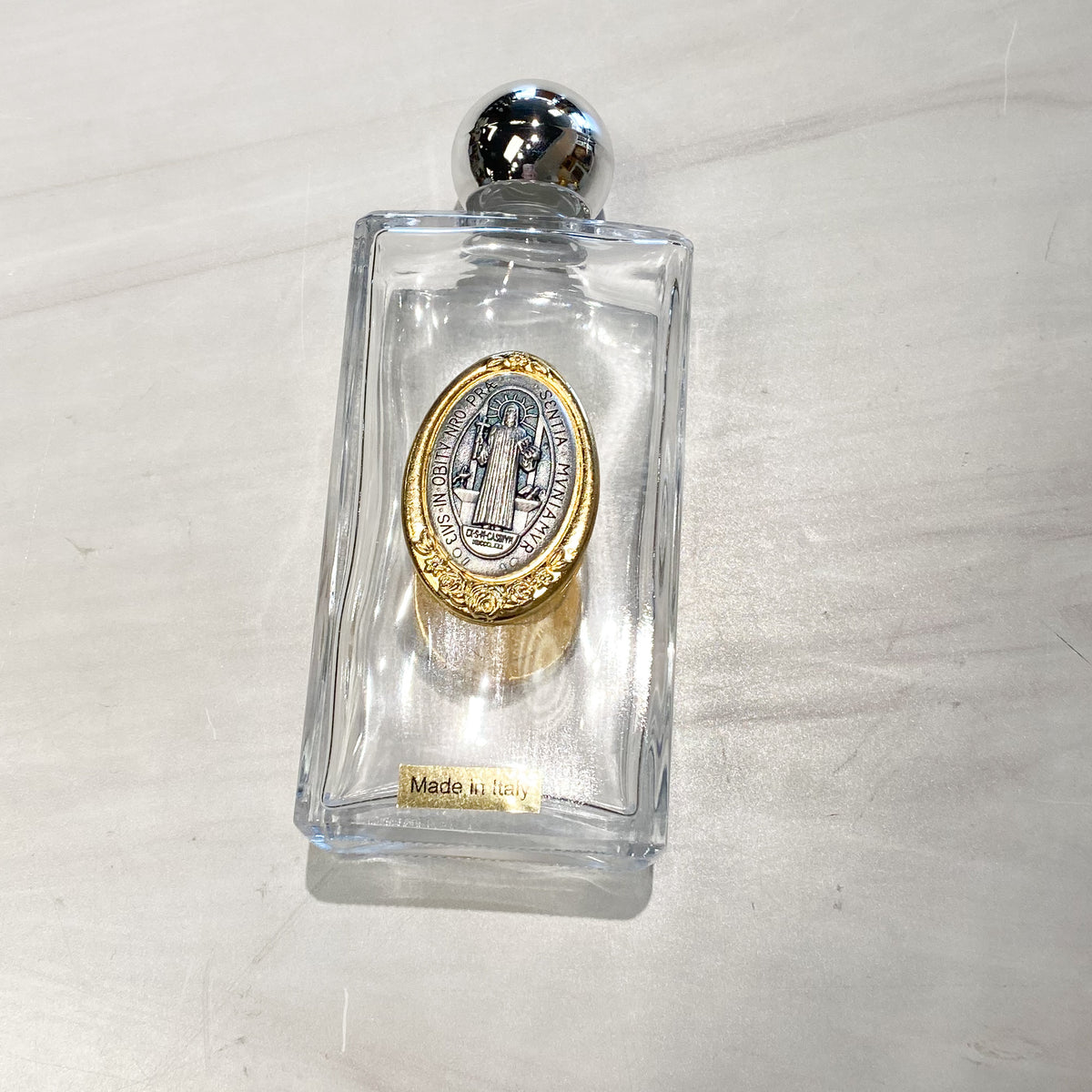 St. Benedict Glass Holy Water Bottle 2x5"1