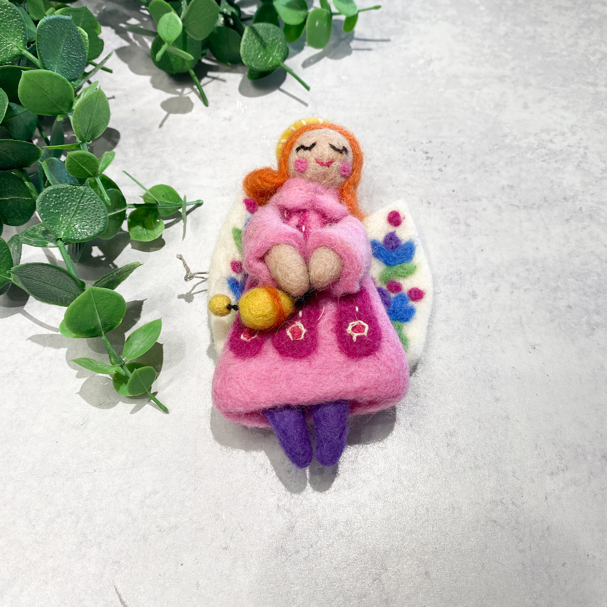 Fancy Angel Wool Ornament (2 Colors)