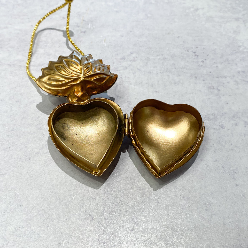 Heart Locket Ornament Antique Gold