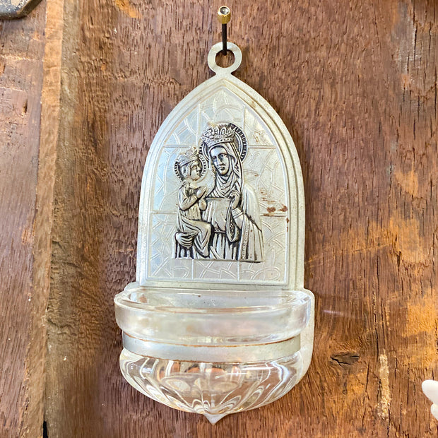 St. Ann & Mary Stamped Metal Holy Water Font
