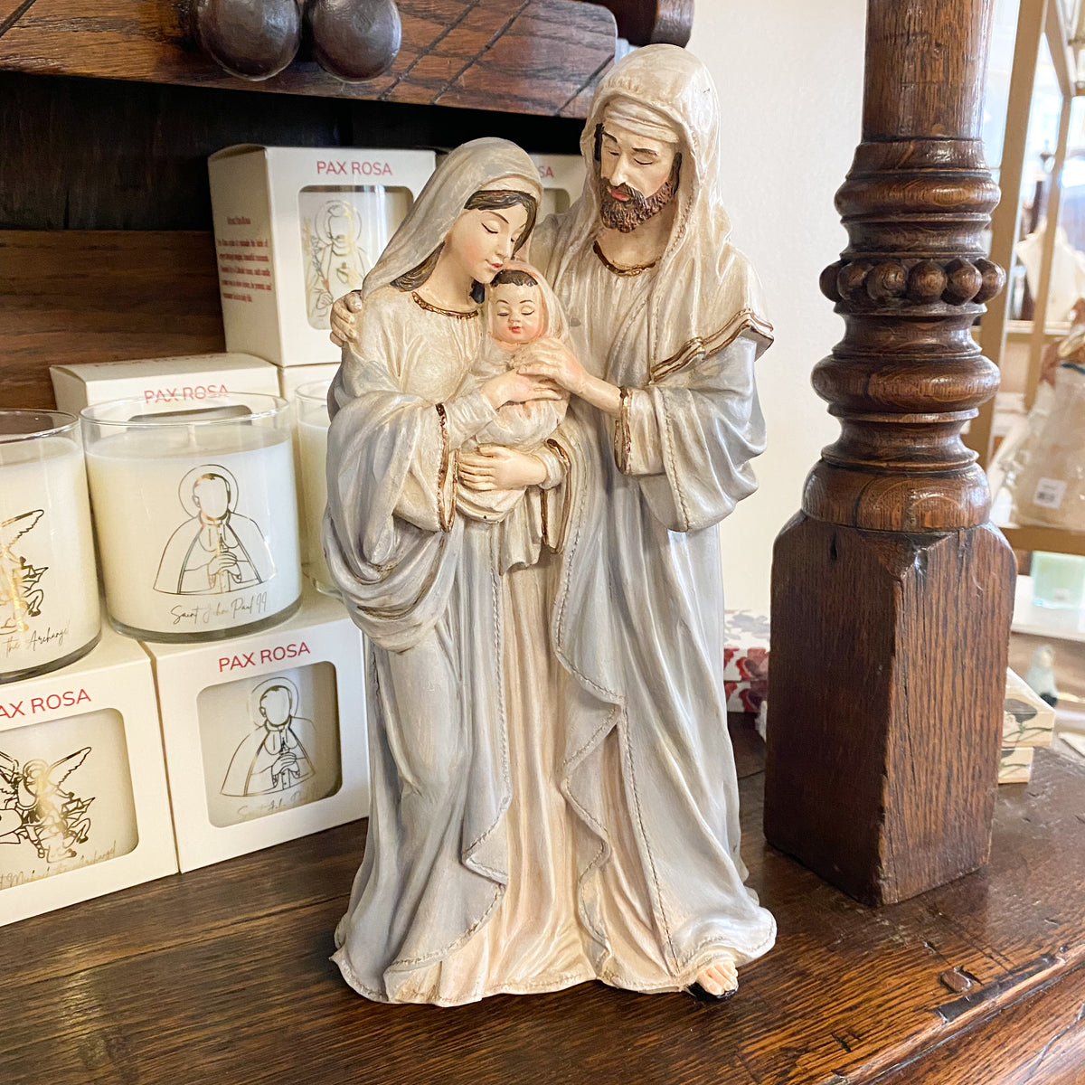 Nativity Standing Holy Family Blue / Gold Accents