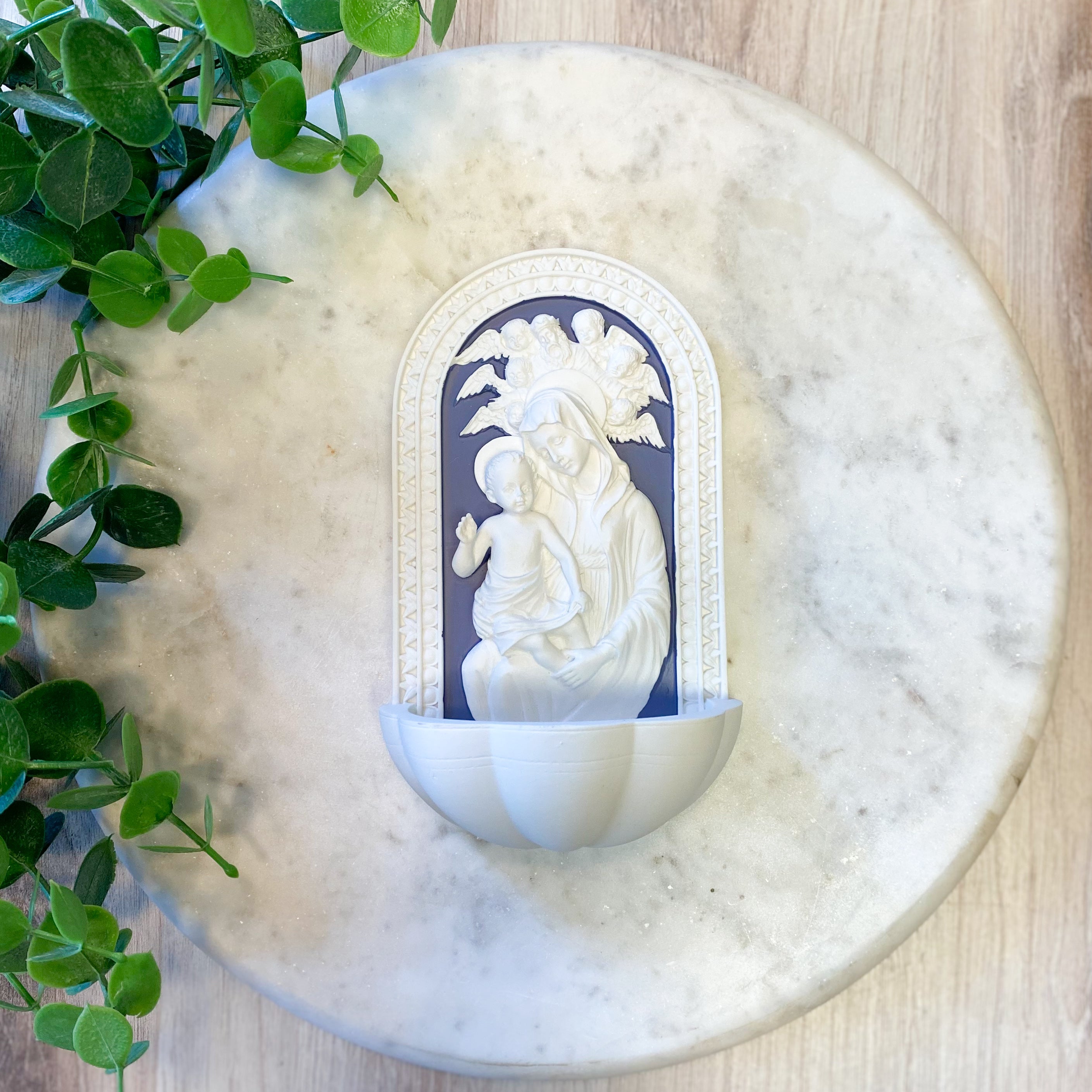 Della Robbia Madonna & Child Holy Water Font