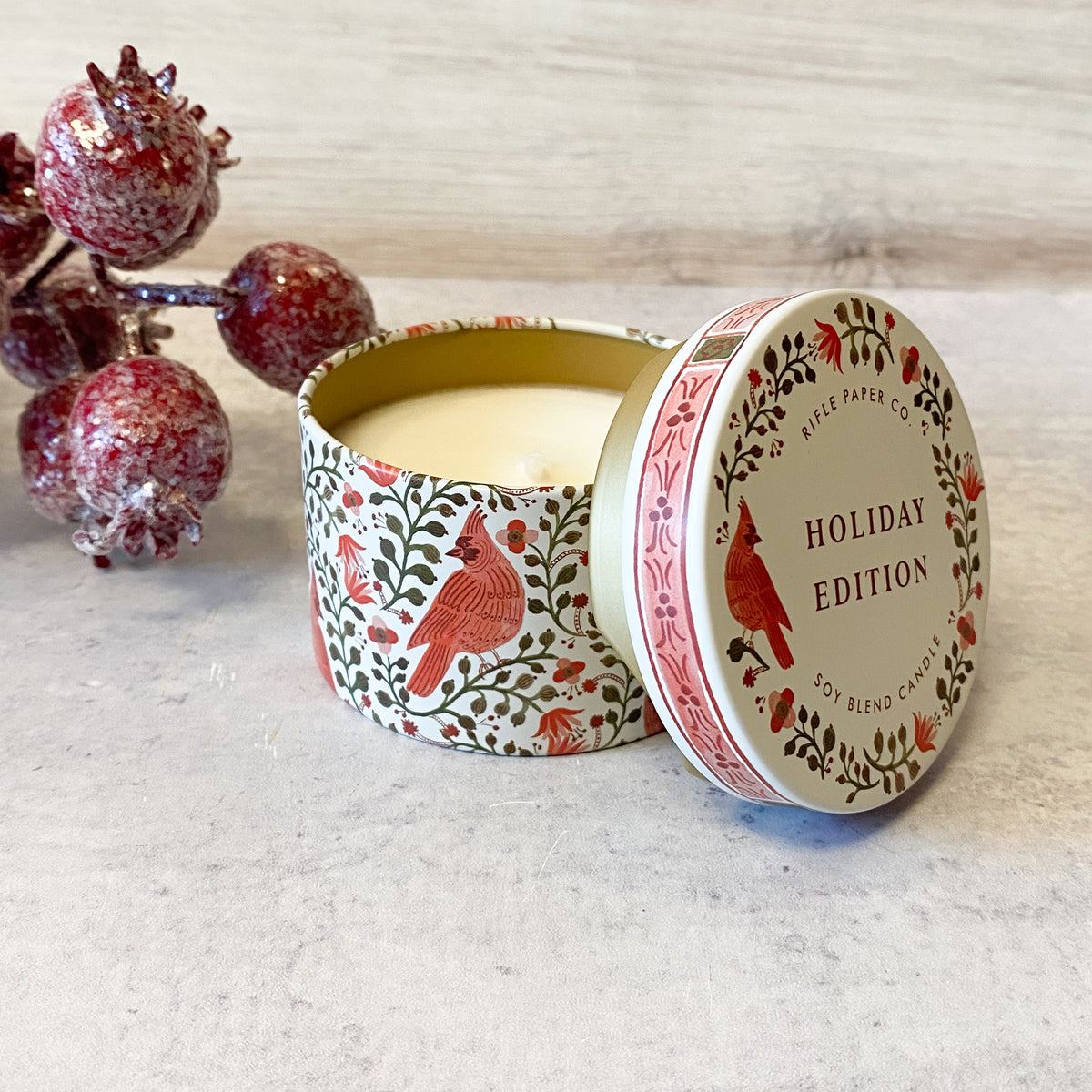 Cardinals Holiday 3 oz Tin Candle