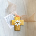 Gold Leaf Cross with Holy Spirit Ornament