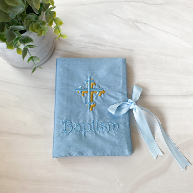 Small Blue Baptism Album with Cross