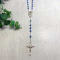 Blue Crystal Aurora Borealis Lourdes Water Rosary