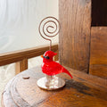 1-1/2"Rdx3-3/4"H Glass Cardinal Place Card Photo Holder