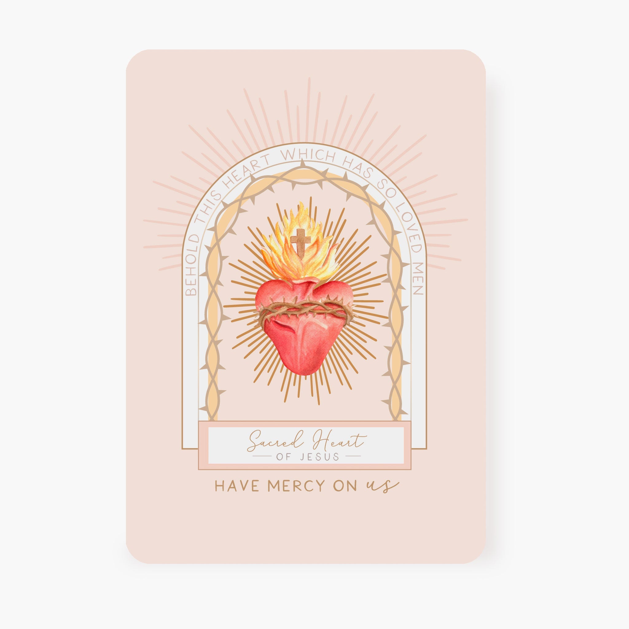 Efficacious Novena to the Sacred Heart Prayer Card | Beige