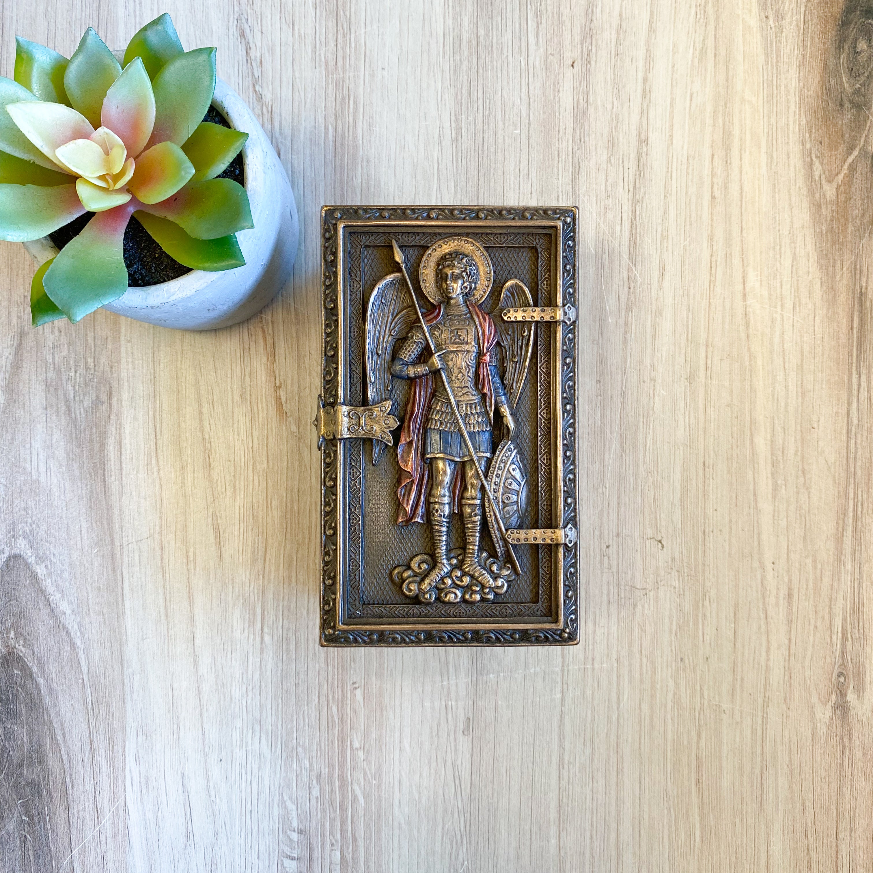St. Michael box, Cold Cast Bronze 3x5x2"